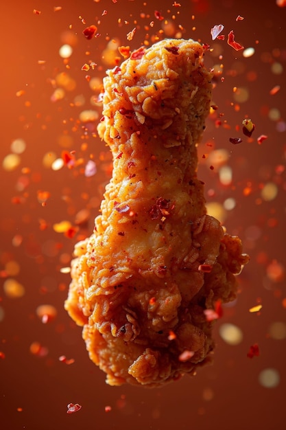 Explosive presentation of crunchy fried chicken