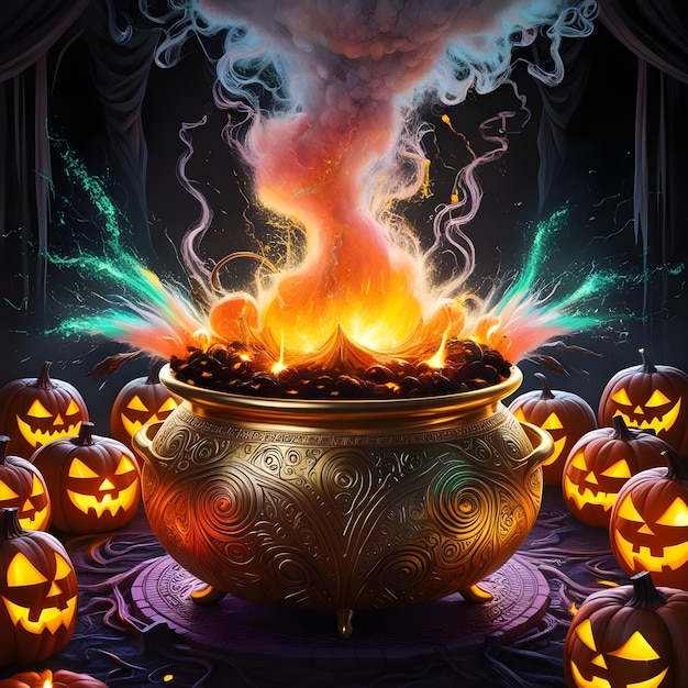 Photo explosive pumpkin halloween potion magic