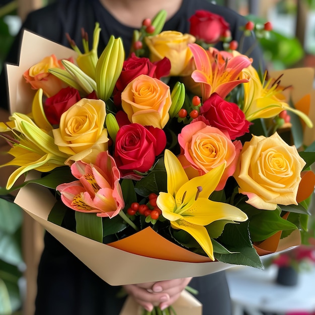 Express admiration with roses lilies a heartwarming Womens Day gesture