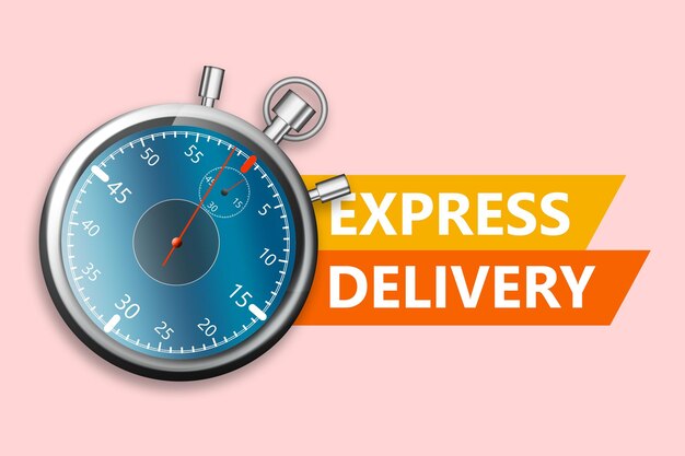 Photo express delivery service with vintage stopwatch