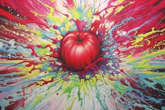 Expressive Art with Apple Word in Colors