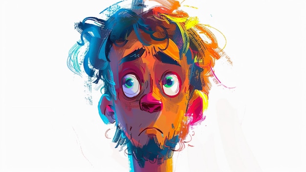 Photo expressive cartoon faces with varied emotions in digital art