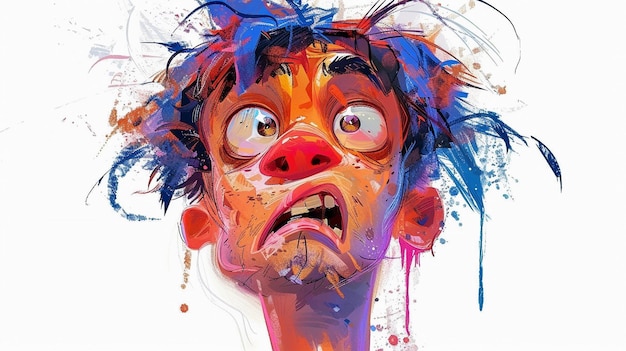 Photo expressive cartoon faces with varied emotions in digital art