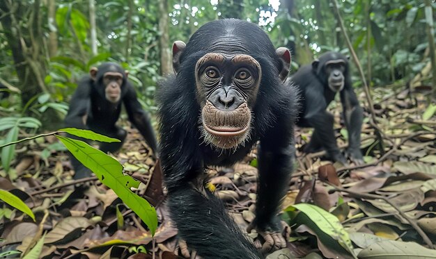 Expressive Chimpanzees in a Lush Rainforest