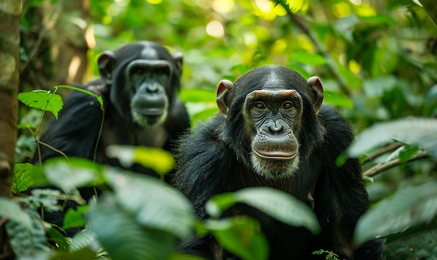 Expressive Chimpanzees in a Lush Rainforest