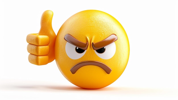 Photo expressive emoji with thumbsdown gesture and displeased expression on transparent background