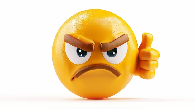 Expressive Emoji with ThumbsDown Gesture and Displeased Expression on Transparent Background