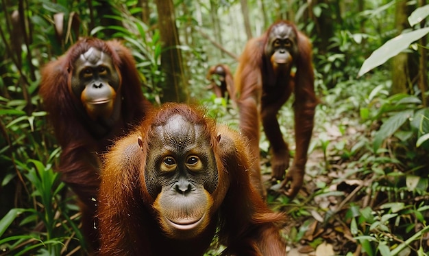 Expressive Orangutans in a Rainforest