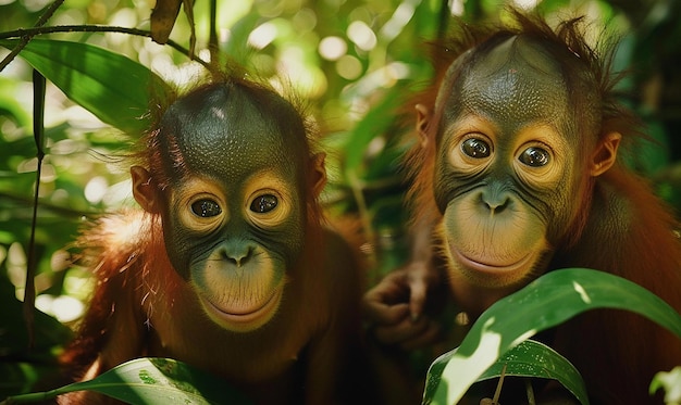 Expressive Orangutans in a Rainforest