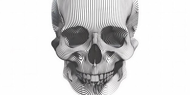 Photo expressive skull illustration with dynamic mix of thick and thin strokes moody abstract concept