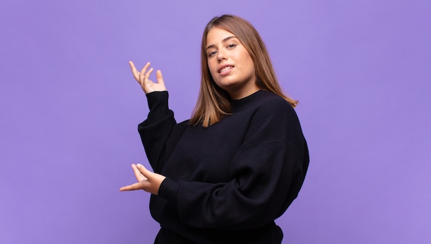 Expressive woman posing in the studio