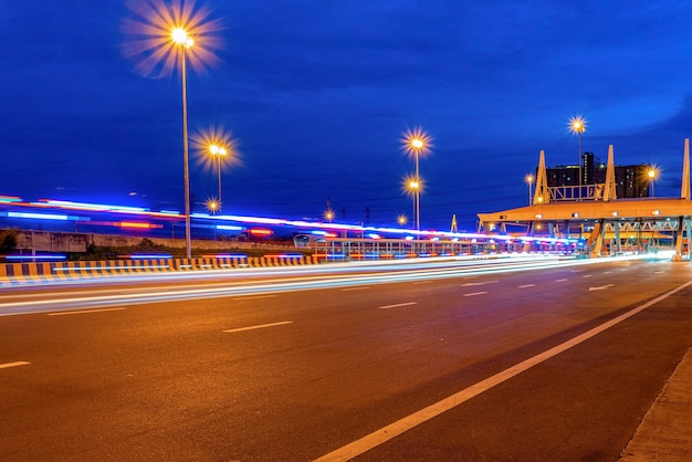 expressway bridge and traffic at night