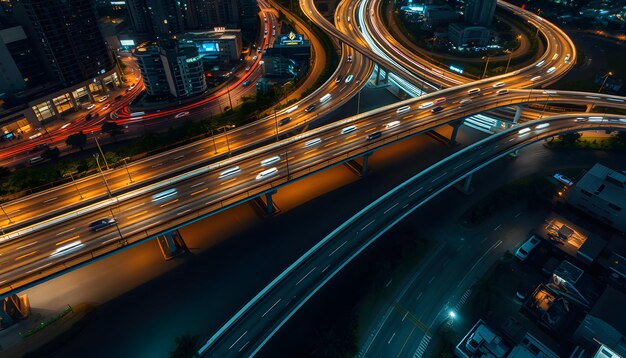 Photo expressway top view road traffic an important infrastructure car traffic transportation above