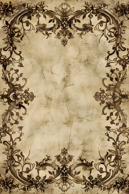 Exquisite Antique Floral Border with Geometric Motifs Reflecting Timeless Elegance and Meticulous Vi