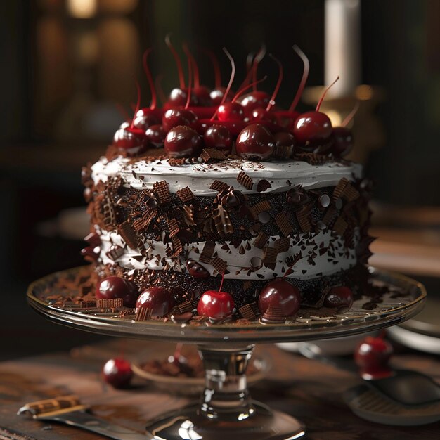 Photo exquisite black forest cake realistic perfection with maximum detail