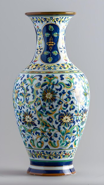 Exquisite Ceramic Vase with Intricate Floral Patterns and Vibrant BlueGreen Hues Reflecting Tradit