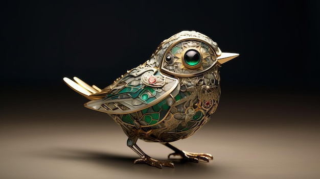 Exquisite Cloisonnism Bird Jewelry With Emerald Inlays