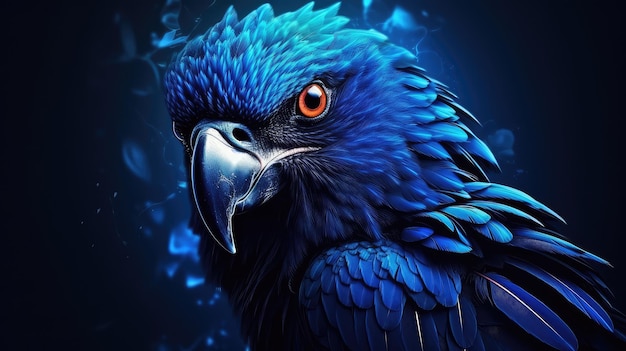 Exquisite CloseUp Portrait of a Blue Parrot Perfect for Banners and Landscape Oriented Designs