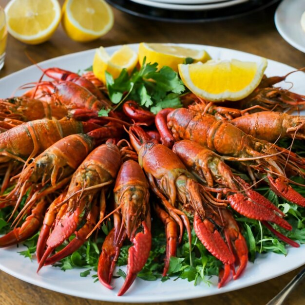 Exquisite Cooked Crawfish Delectable Seafood Feast