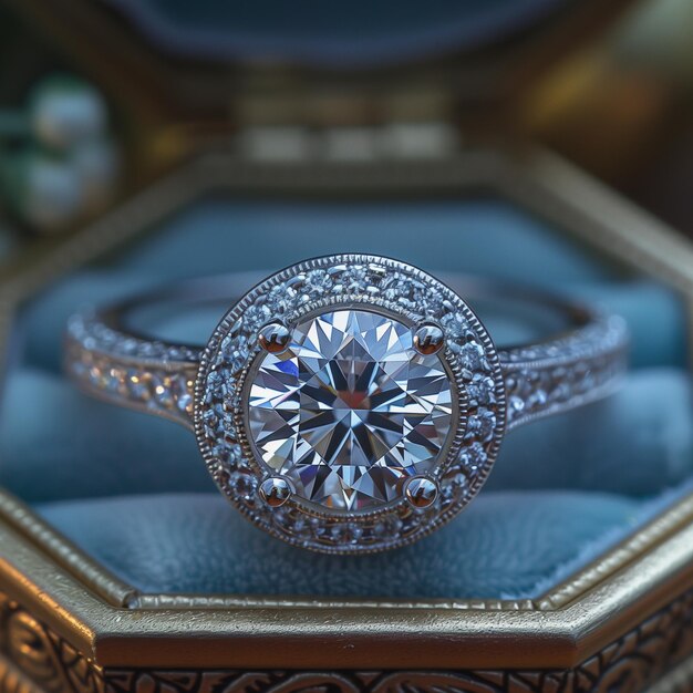 Photo exquisite diamond engagement ring