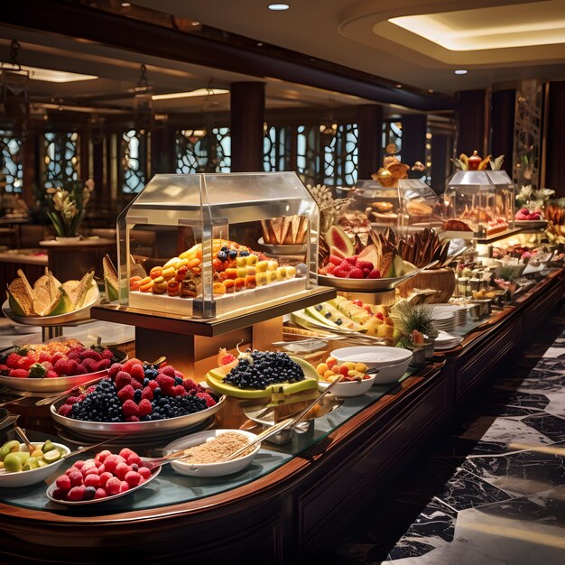 Photo exquisite dining a gourmet buffet spread in an upscale restaurant