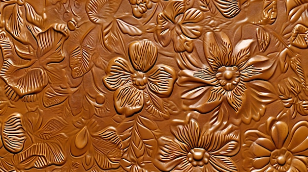 Exquisite floral pattern embossed on a copper surface perfect for elegant backgrounds and textures AI