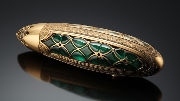 Exquisite Golden Green Watch Case With Intricate Details