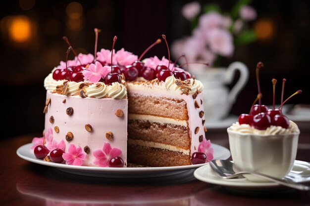 Exquisite gourmet bakery cake with close view