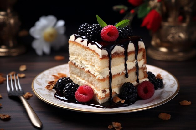 Exquisite gourmet bakery cake with close view