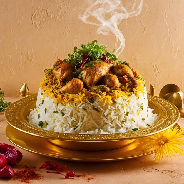 Photo exquisite gourmet chicken biryani