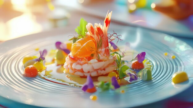 Photo exquisite gourmet dish a stunning presentation for lunch at a fine restaurant