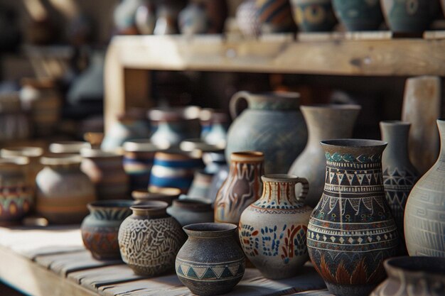 Exquisite handmade pottery at a local artisan shop