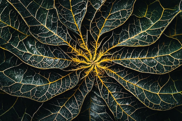 Photo an exquisite highresolution image captures the intricate mathematical arrangement of leaves and petals in a stunning phyllotaxis pattern