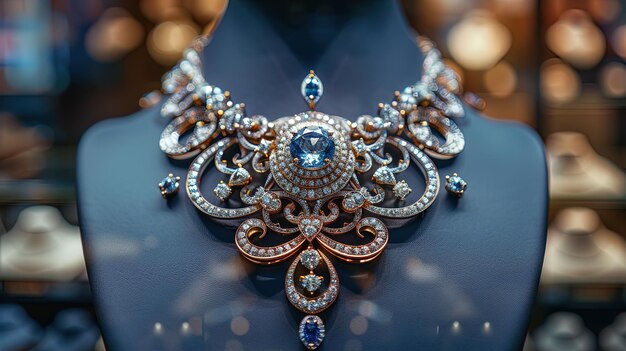 An exquisite jewelry item displayed on a mannequin catching the eye with its intricate desig