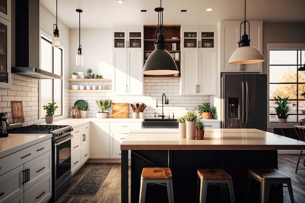 Exquisite kitchen with modern decoration style AI generated