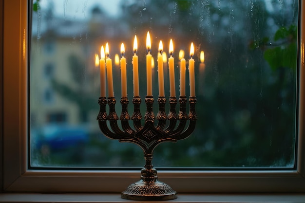 Photo an exquisite menorah design perfect for hanukkah celebrations and home decorations