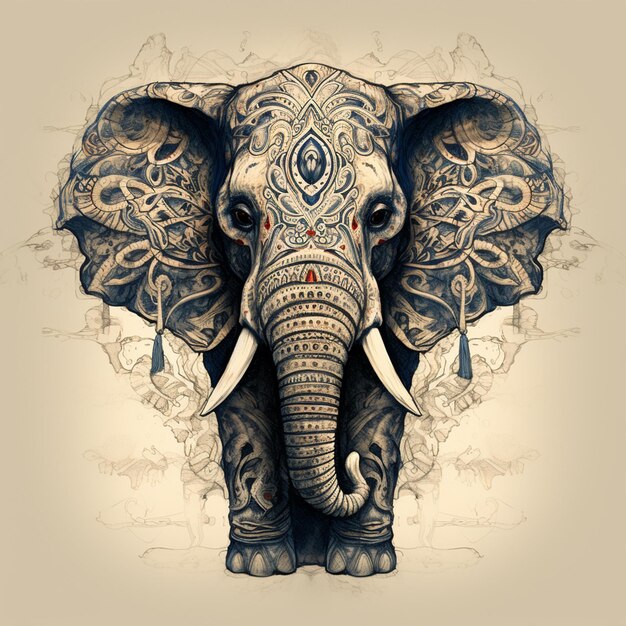 Exquisite Ornamental Tattoo Style Elephant