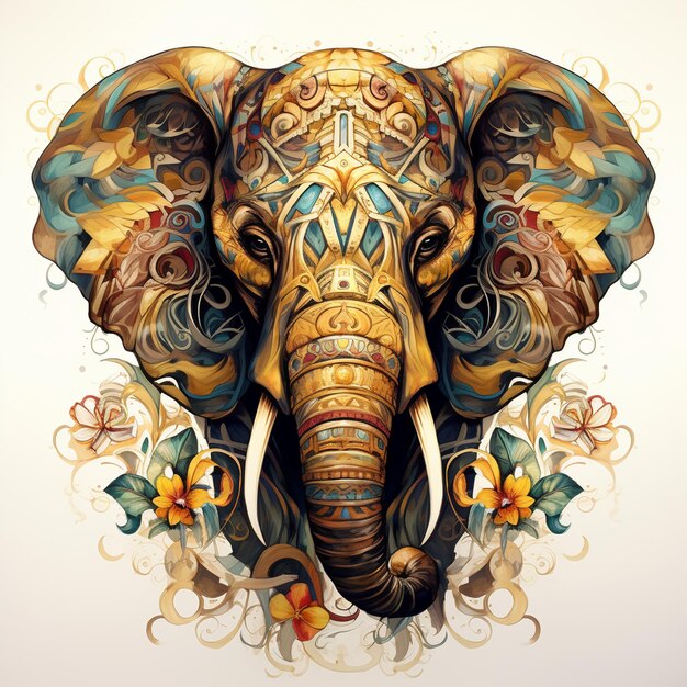 Exquisite Ornamental Tattoo Style Elephant