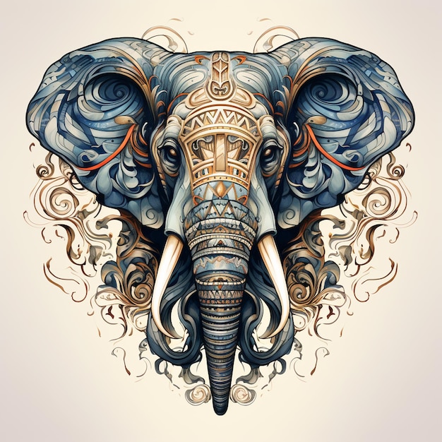 Exquisite Ornamental Tattoo Style Elephant