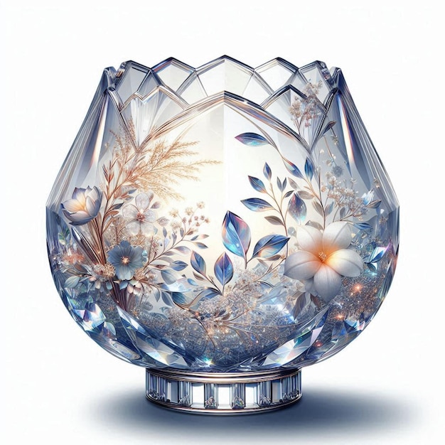 Photo exquisite wedding gift a beautifully crafted crystal vase adorned with intricate floral designs