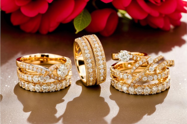 Exquisite Wedding Rings Sealed with Endless Love Sparkling Vows Generative AI