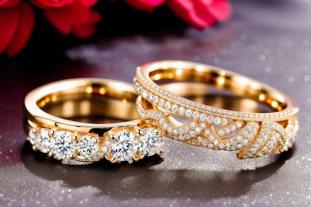 Exquisite Wedding Rings Sealed with Endless Love Sparkling Vows Generative AI