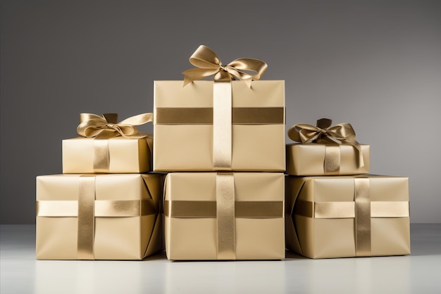 Exquisitely packaged gifts with intricate details on a serene and delicate background