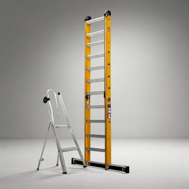 Photo extension ladder on white background