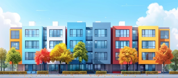 Photo exterior facade of a residential building with many windows