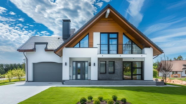 the exterior of the house with the front door open