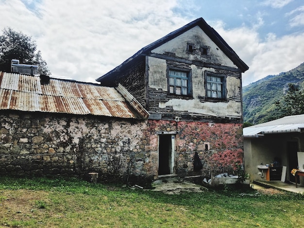 Exterior of old building against sky