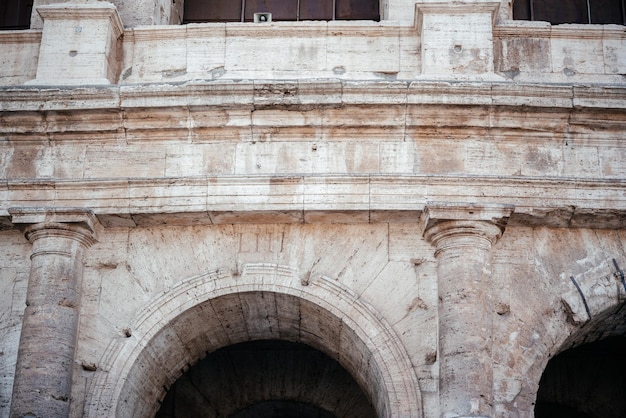 Exterior view of facade of colosseum of rome italy unesco world heritage site coloseo flavian amphit