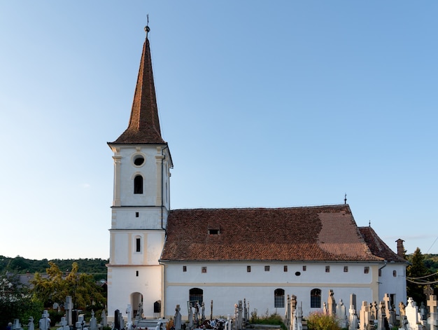 Exterior view of the Holy Trinity Church in Sibiel Transylvania Romania on September 16, 2018