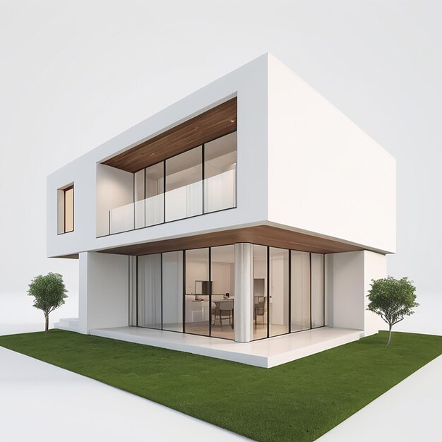 Exterior View of modern House isolated Generative Ai